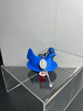 Blue Hen on Nest Key Chain