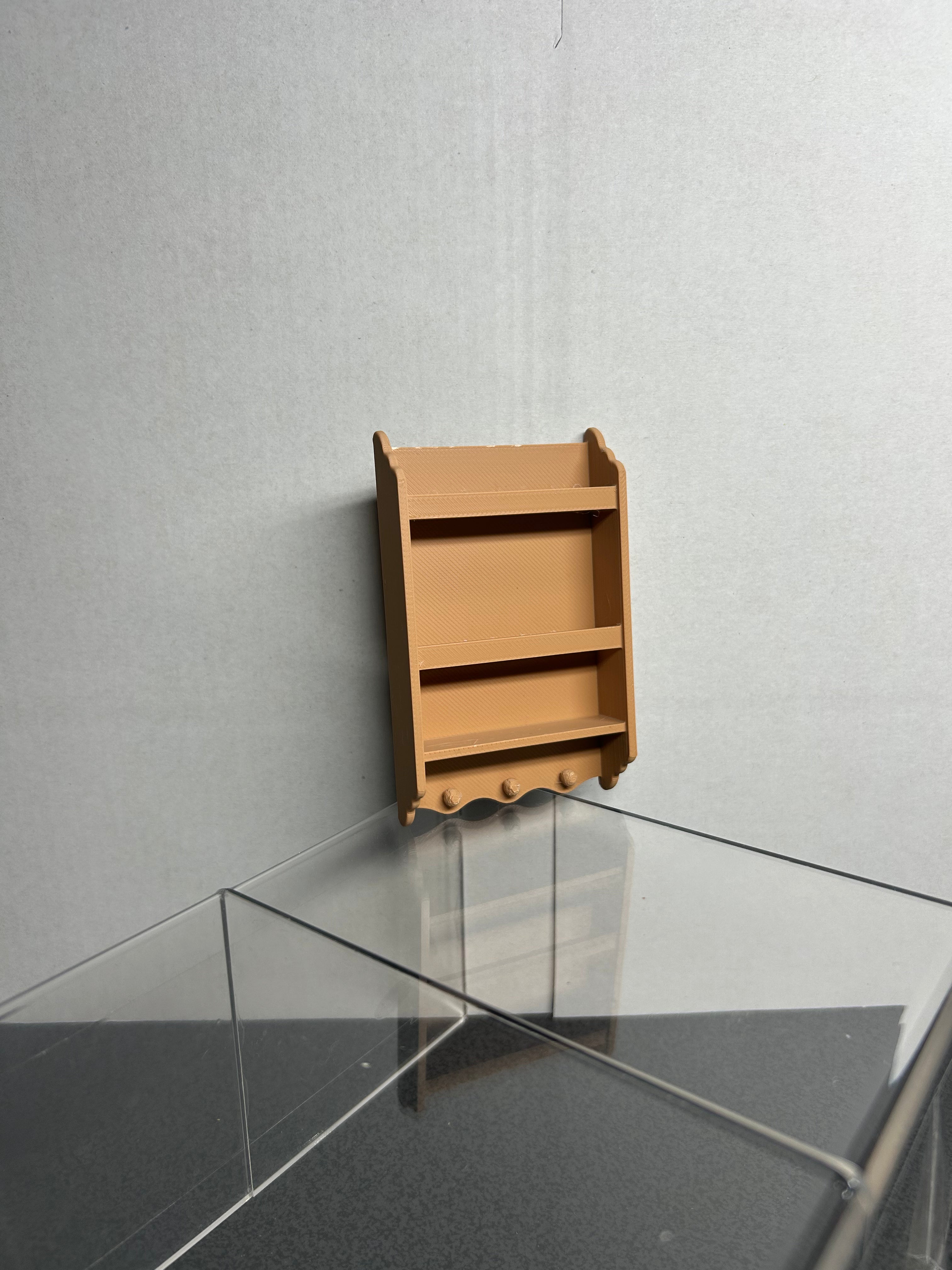 Vintage Scalloped Edge Mini Shelf with Hanging Knobs